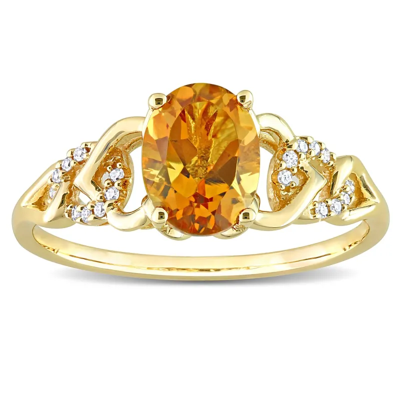Miadora Oval Madeira Citrine and Diamond Accent Link Engagement Ring in 10k Yellow Gold sold by Zulily