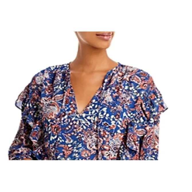 Aqua Women's Tie Neck Ruffled Blouse Blue Size X-Small sold by Zulily product image thumbnail 2