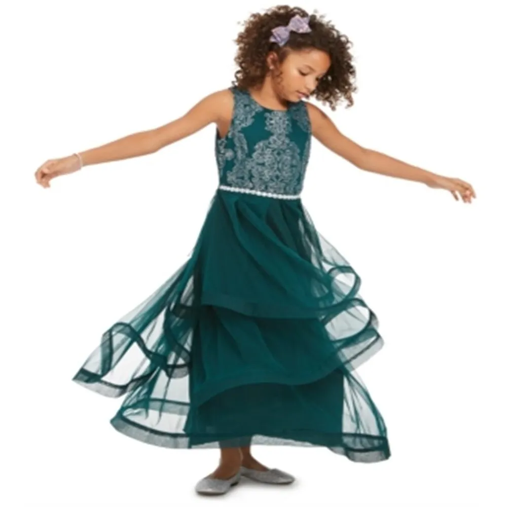 Speechless Big Girl's Beaded Crinoline Trim Dress Green Size 10 sold by Zulily product image thumbnail 4