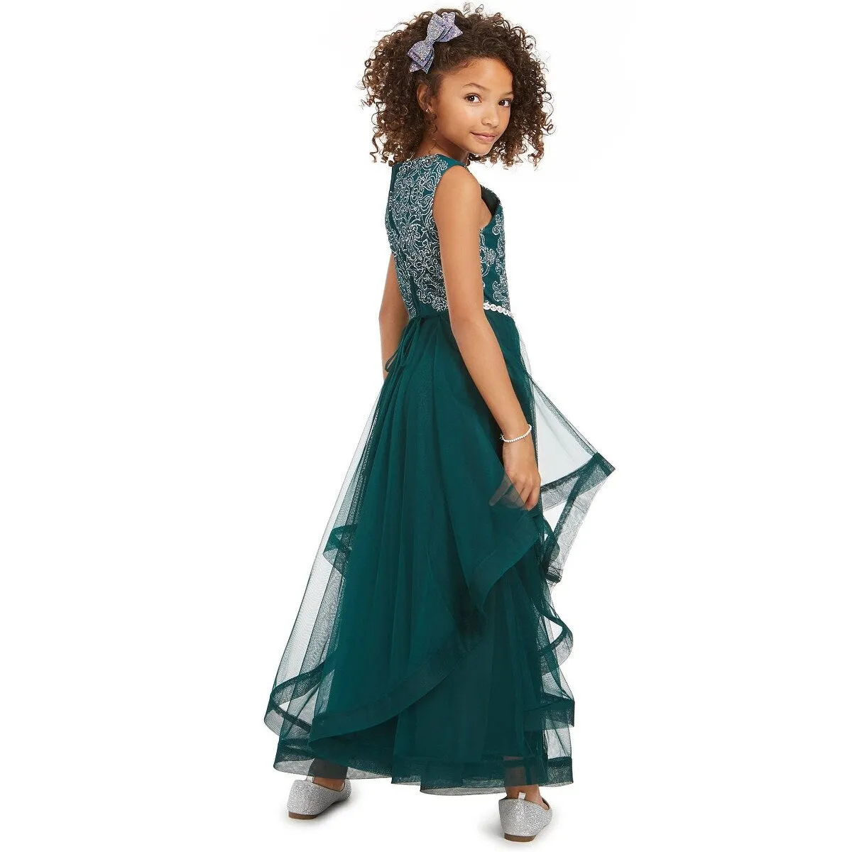 Speechless Big Girl's Beaded Crinoline Trim Dress Green Size 10 sold by Zulily product image thumbnail 3