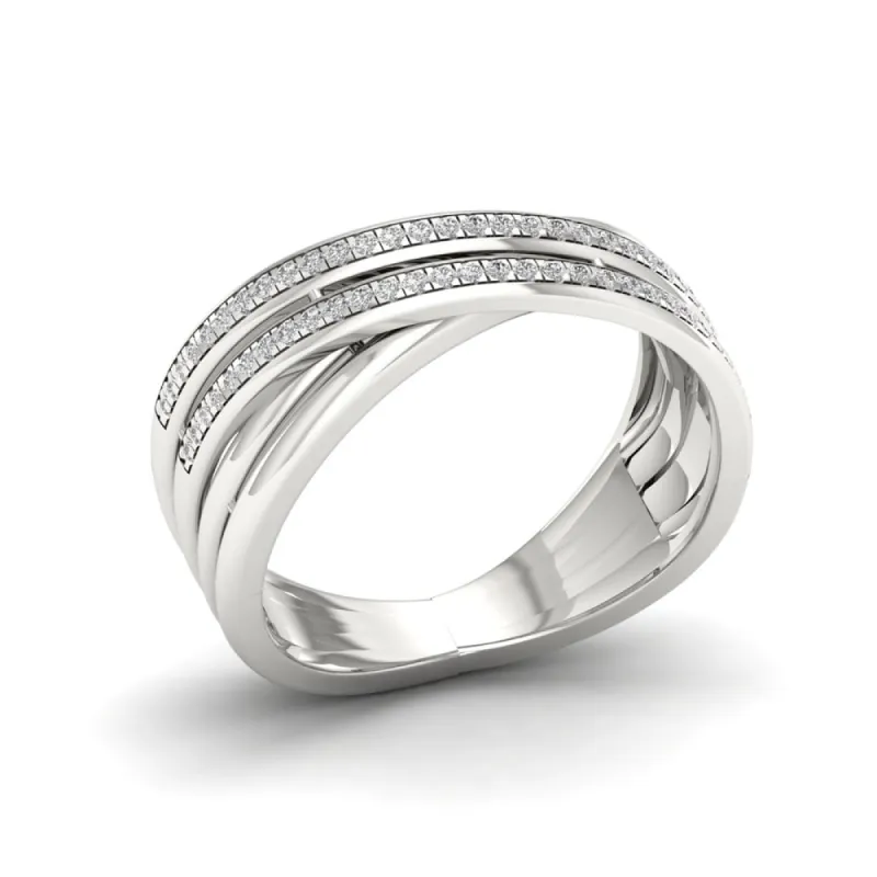 1/5ct TDW Diamond Criss Cross Ring in Sterling Silver sold by Zulily