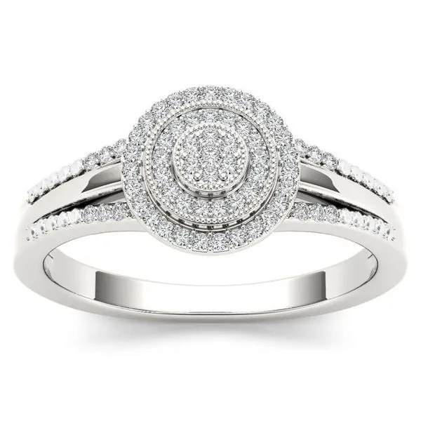 De Couer 10k White Gold 1/6ct TDW Diamond Halo Engagement Ring - White H-I - White H-I sold by Zulily