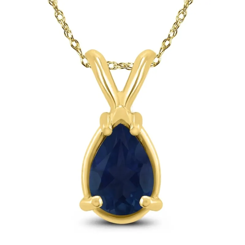14K Yellow Gold 5x3MM Pear Sapphire Pendant sold by Zulily