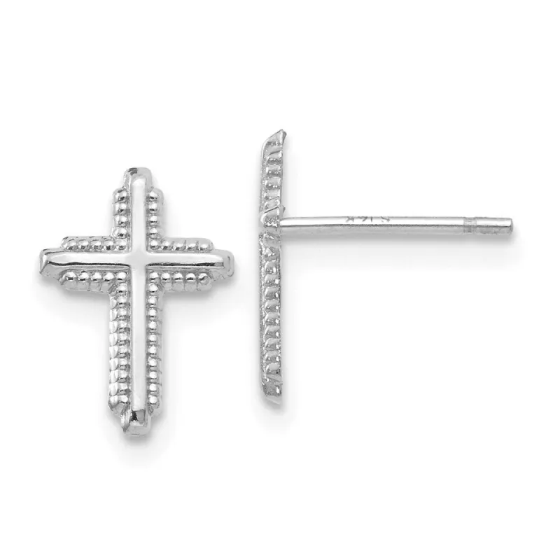 Curata 14k White Gold 10x7mm Textured Polished Cross Post Earrings sold by Zulily