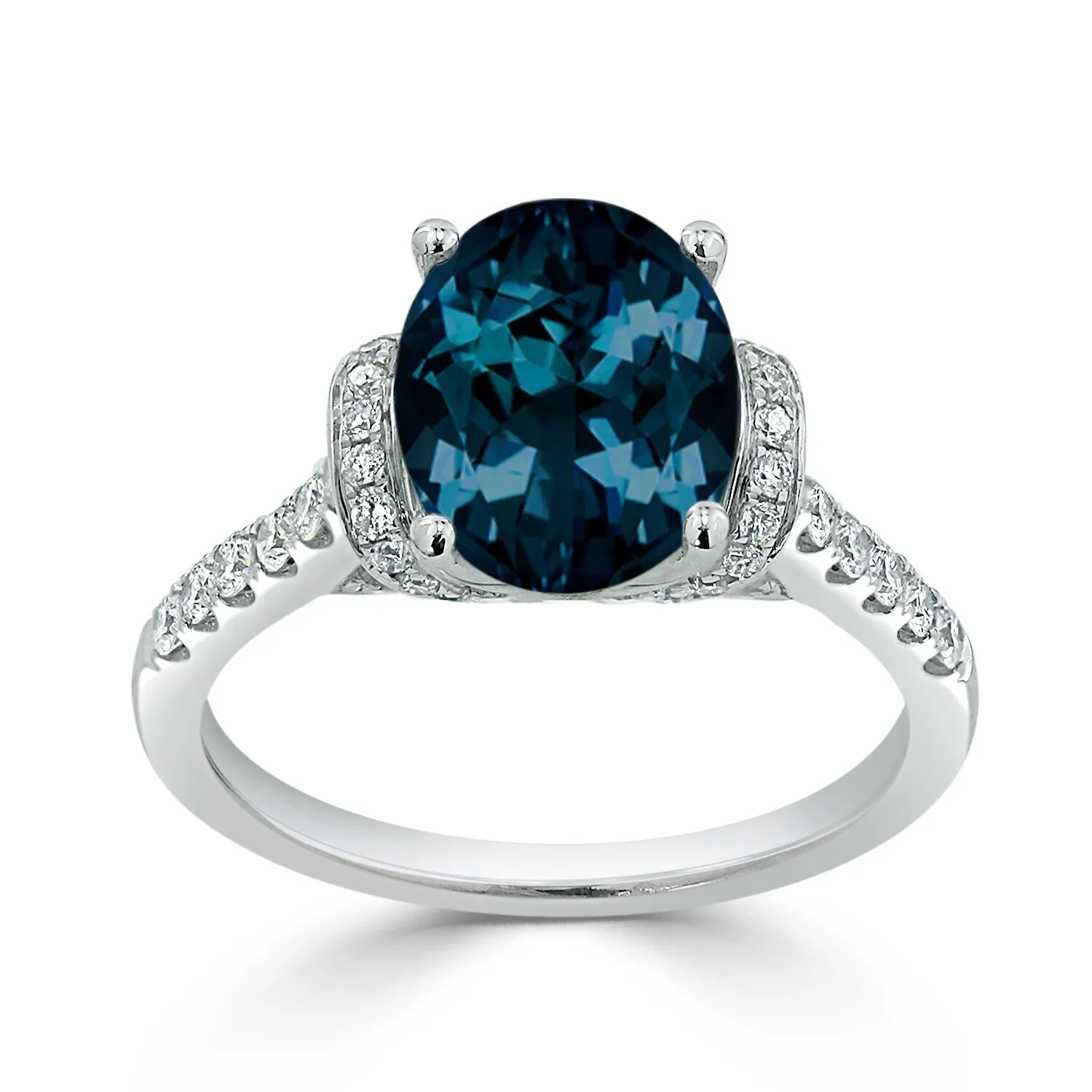 Auriya Modern 2 3/8ct Oval London-blue Topaz and Diamond Engagement Ring 3/8cttw 14k Gold sold by Zulily product image thumbnail 3