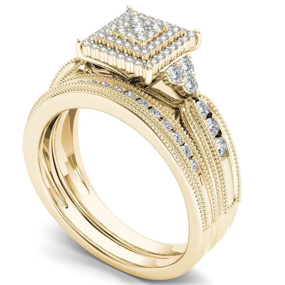 De Couer 14K Yellow Gold 1/2ct TDW Diamond Cluster Halo Ring sold by Zulily product image thumbnail 2