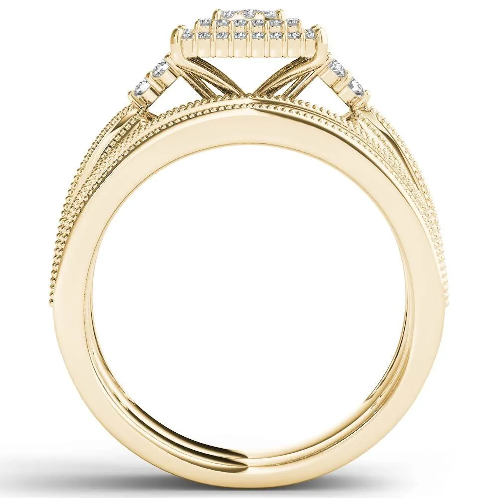 De Couer 14K Yellow Gold 1/2ct TDW Diamond Cluster Halo Ring sold by Zulily product image thumbnail 3