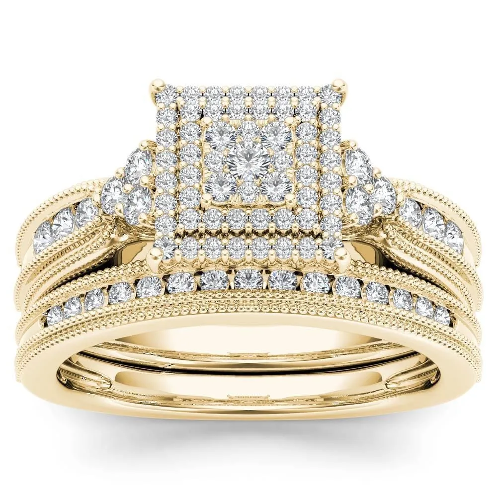 De Couer 14K Yellow Gold 1/2ct TDW Diamond Cluster Halo Ring sold by Zulily