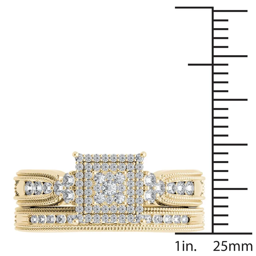 De Couer 14K Yellow Gold 1/2ct TDW Diamond Cluster Halo Ring sold by Zulily product image thumbnail 4