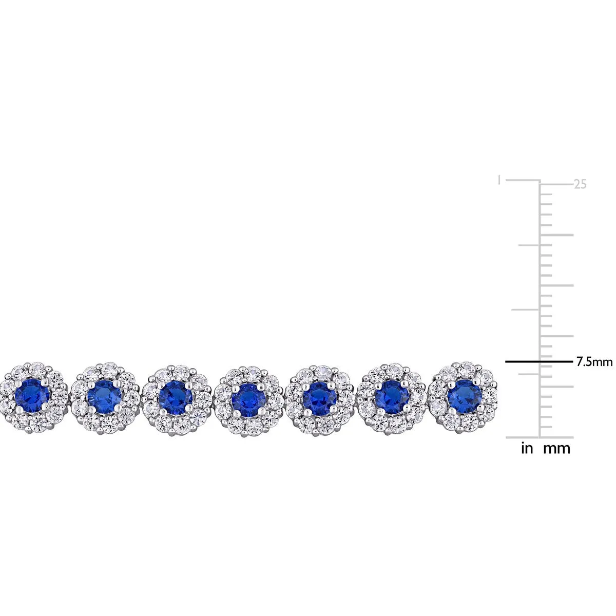 11-1/3ct TGW Created Blue and White Sapphire Halo Floral Tennis Bracelet in Sterling Silver by Miadora - 7 in x 7.5 mm x 3 mm sold by Zulily product image thumbnail 5