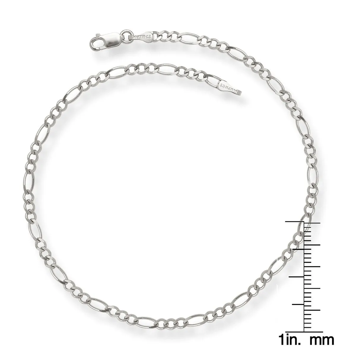 Curata 14k White Gold 10" 2.6mm Alternate Classic Figaro Chain Anklet sold by Zulily product image thumbnail 2