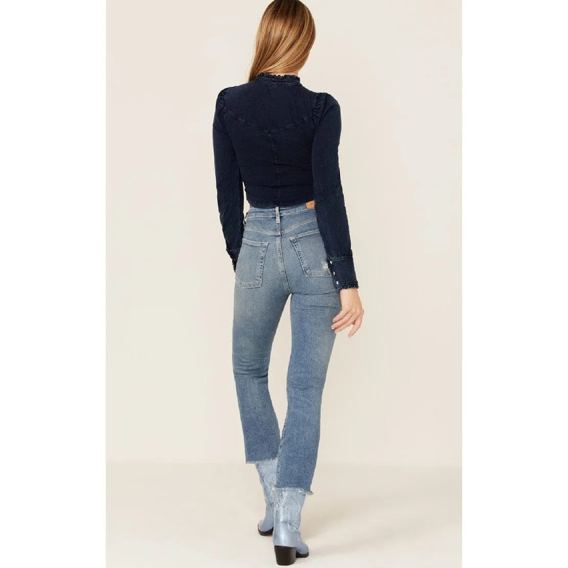JEN7 Women's Luxe Vintage Ultra High Rise Slim Kick Flare Jeans Blue Size 32 sold by Zulily product image thumbnail 3