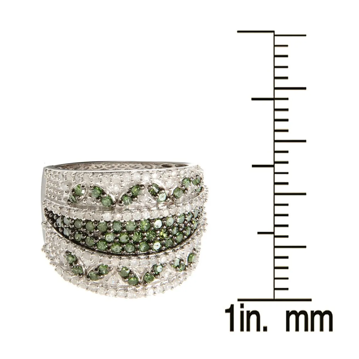Sterling Silver with Genuine Green and White Diamond Wide Band Ring sold by Zulily product image thumbnail 3