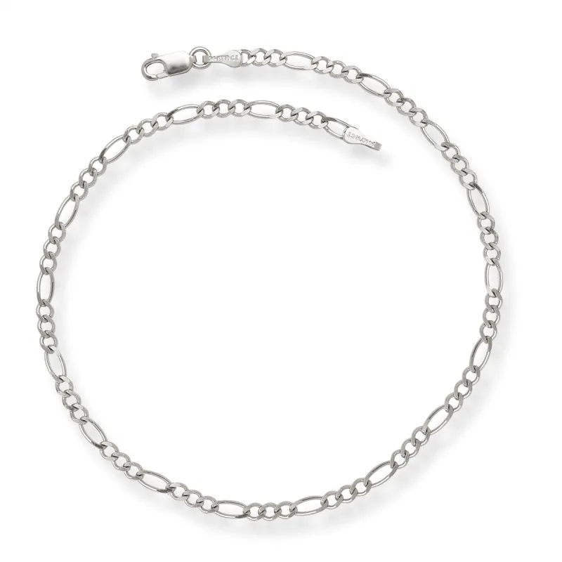 Curata 14k White Gold 10" 2.6mm Alternate Classic Figaro Chain Anklet sold by Zulily