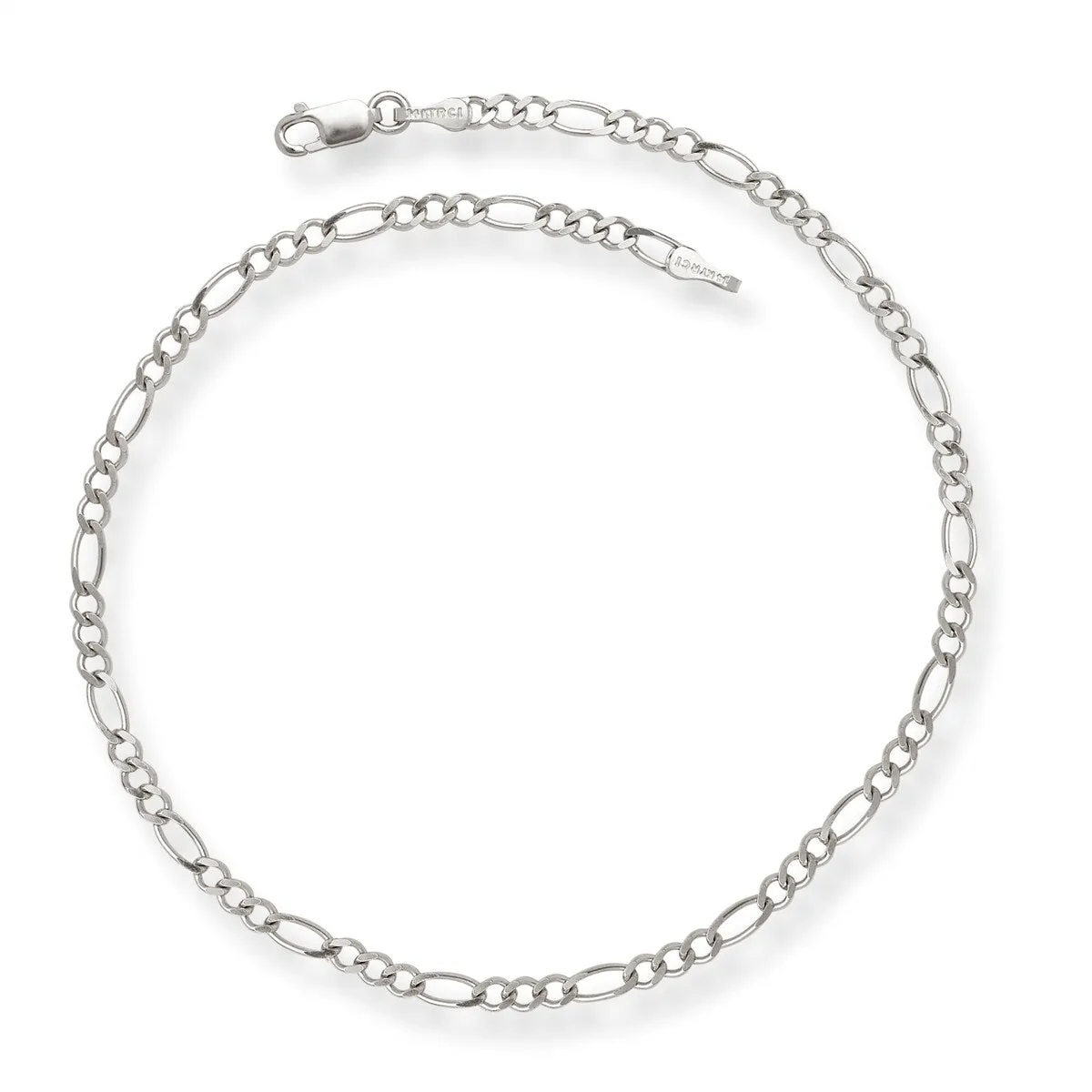 Curata 14k White Gold 10" 2.6mm Alternate Classic Figaro Chain Anklet sold by Zulily