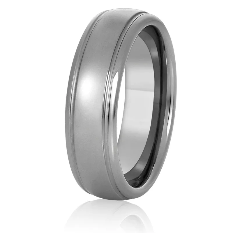 Men's Grooved and Polished Domed Tungsten Ring (7mm) sold by Zulily