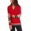 Tommy Hilfiger Women's Varsity Stripe Cable Knit Sweater Red Size X-Large sold by Zulily
