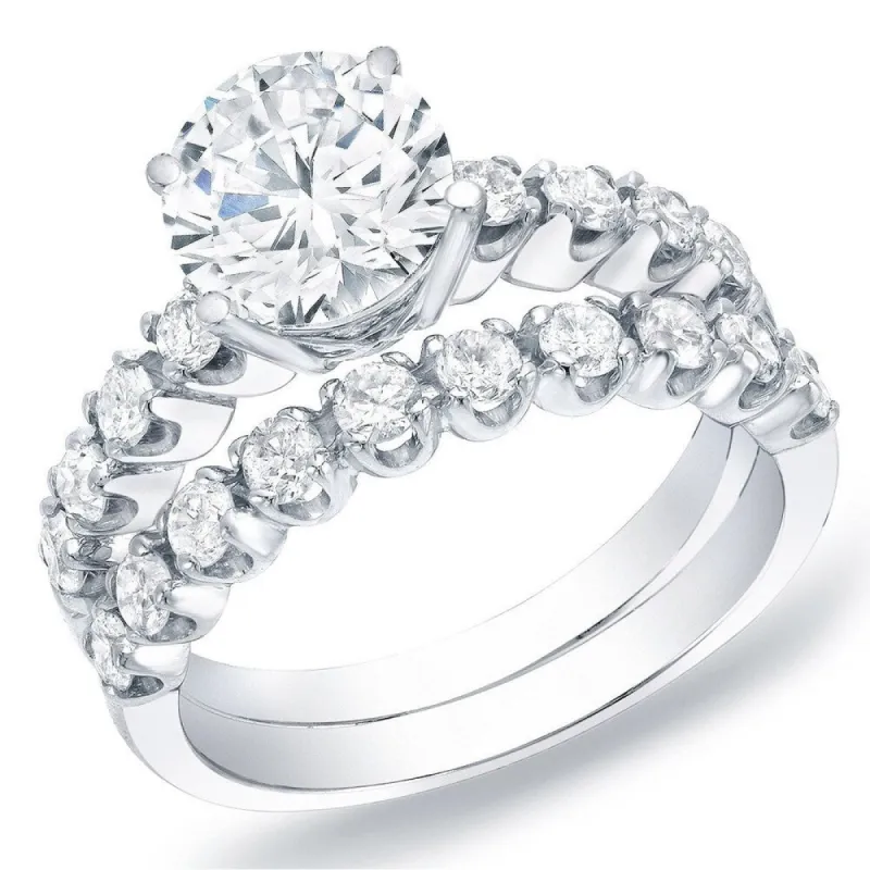 Auriya 14k Gold 2 carat TW Classic Side-stone Round Diamond Engagement Ring Set sold by Zulily