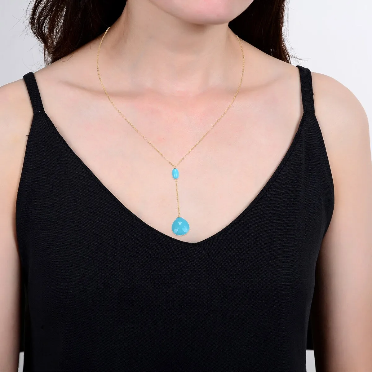 Gold Over Sterling Silver with Turquoise Necklace with 16" Chain sold by Zulily product image thumbnail 5