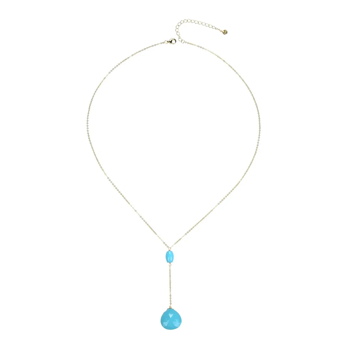Gold Over Sterling Silver with Turquoise Necklace with 16" Chain sold by Zulily