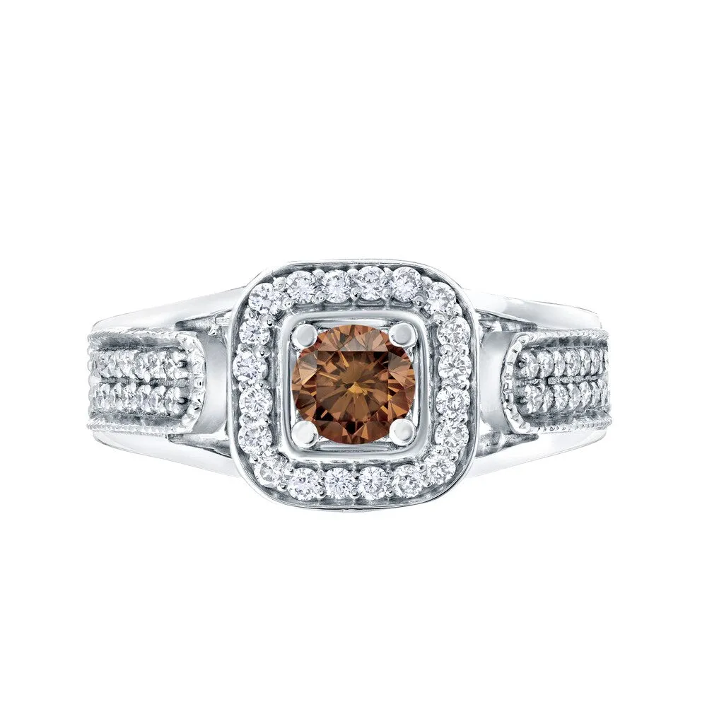 Auriya Modern 1/2ct TDW Brown Diamond Halo Engagement Ring 14k Gold sold by Zulily product image thumbnail 4