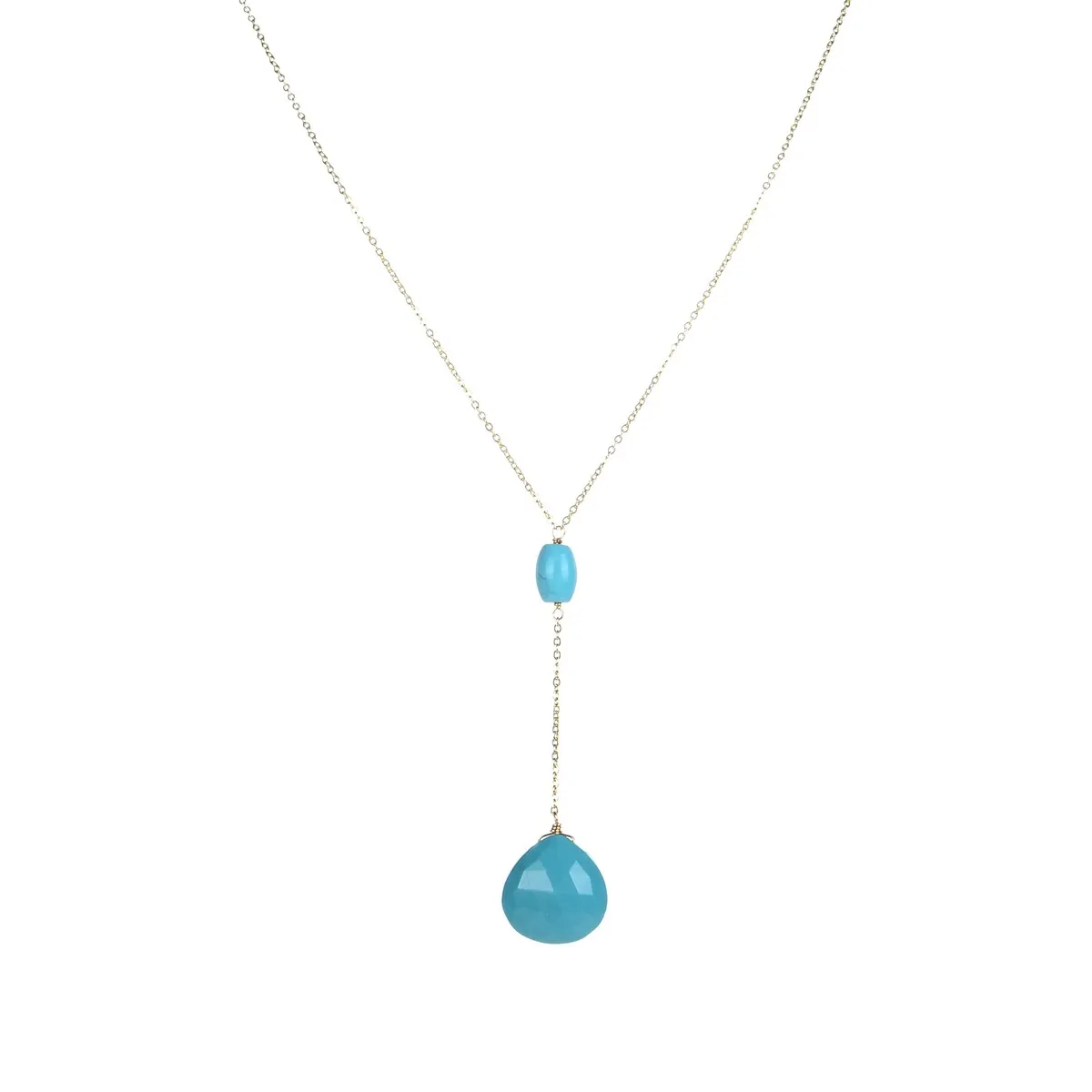 Gold Over Sterling Silver with Turquoise Necklace with 16" Chain sold by Zulily product image thumbnail 2
