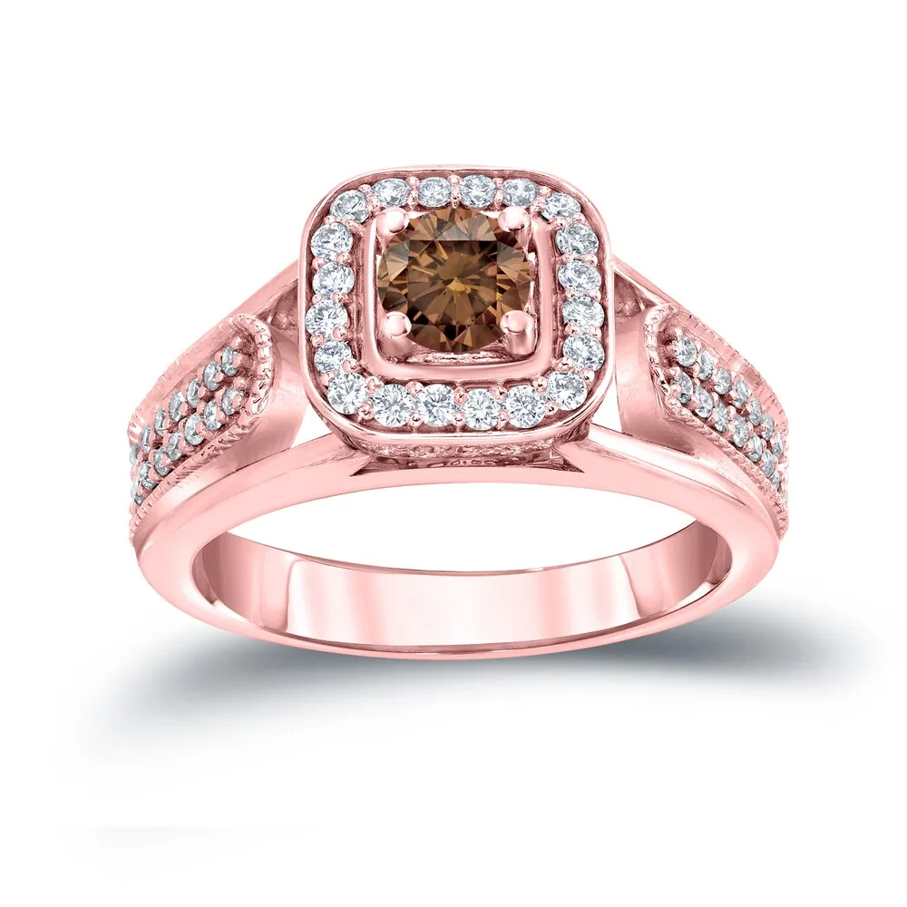 Auriya Modern 1/2ct TDW Brown Diamond Halo Engagement Ring 14k Gold sold by Zulily product image thumbnail 3