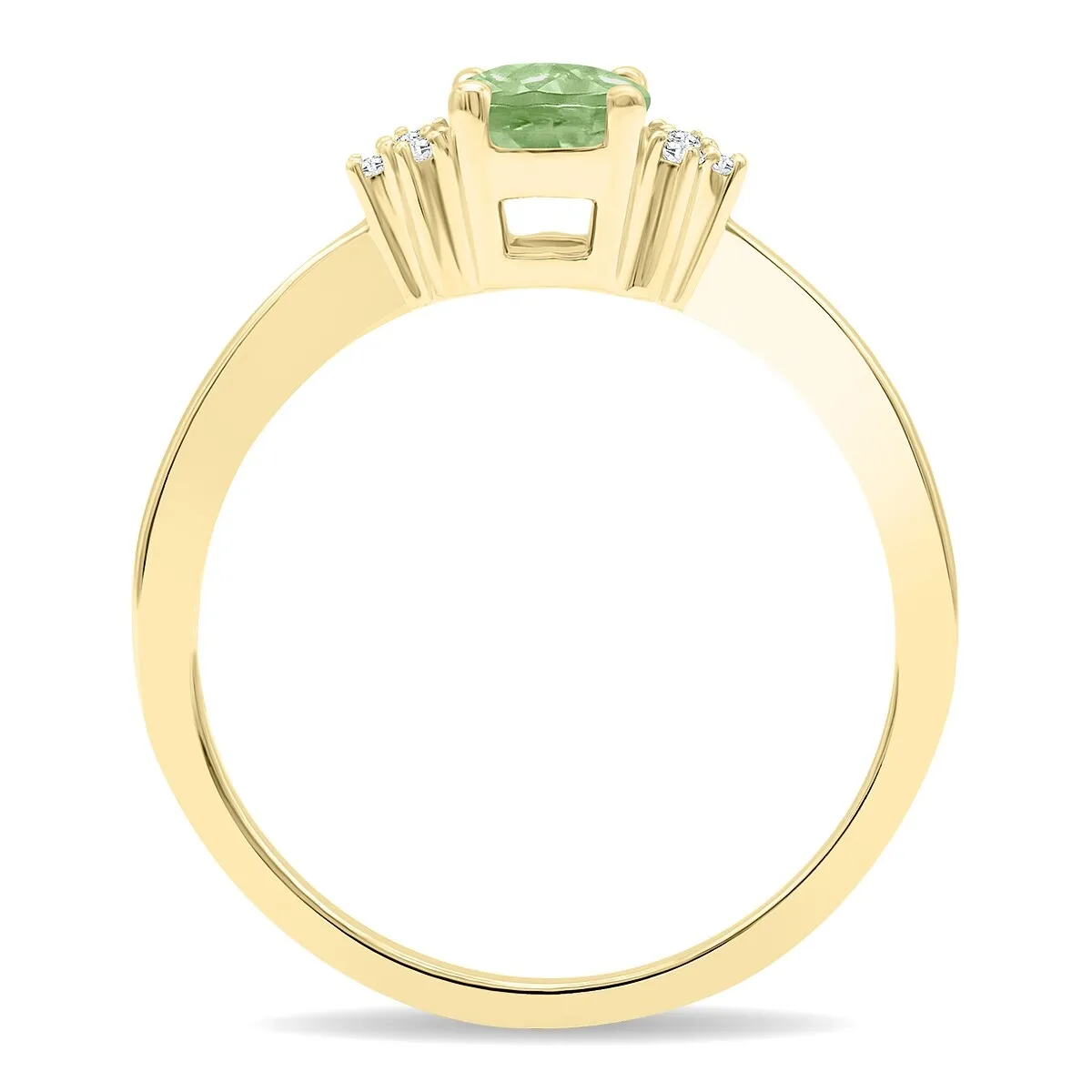 Women's Round Shaped Green Amethyst and Diamond Half Moon Ring in 10K Yellow Gold sold by Zulily product image thumbnail 2