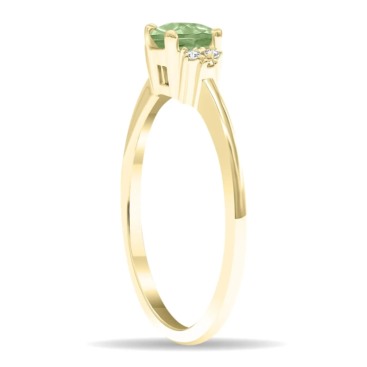 Women's Round Shaped Green Amethyst and Diamond Half Moon Ring in 10K Yellow Gold sold by Zulily product image thumbnail 3