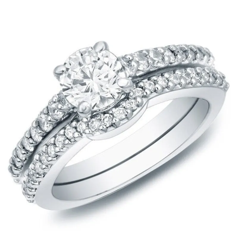 Auriya 14k Gold 1ctw Round Diamond Engagement Ring Set sold by Zulily
