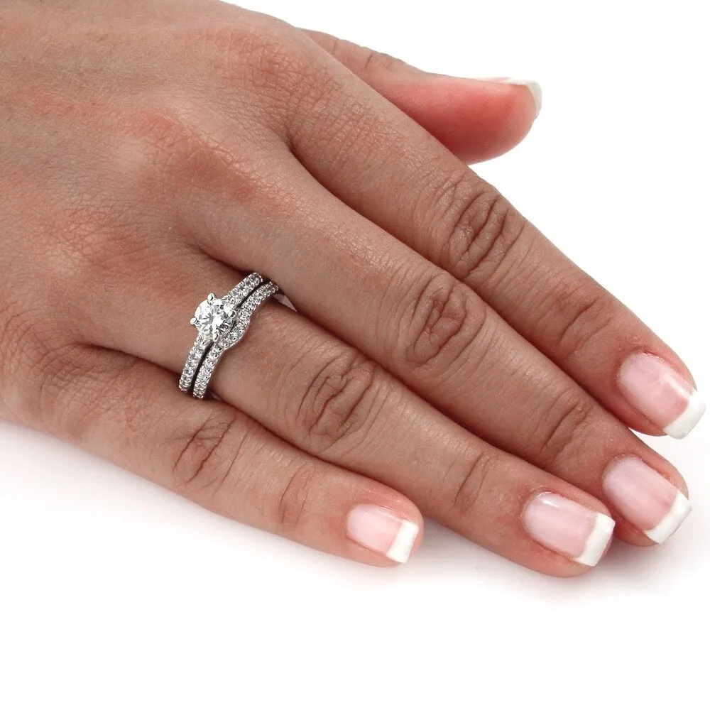 Auriya 14k Gold 1ctw Round Diamond Engagement Ring Set sold by Zulily product image thumbnail 4