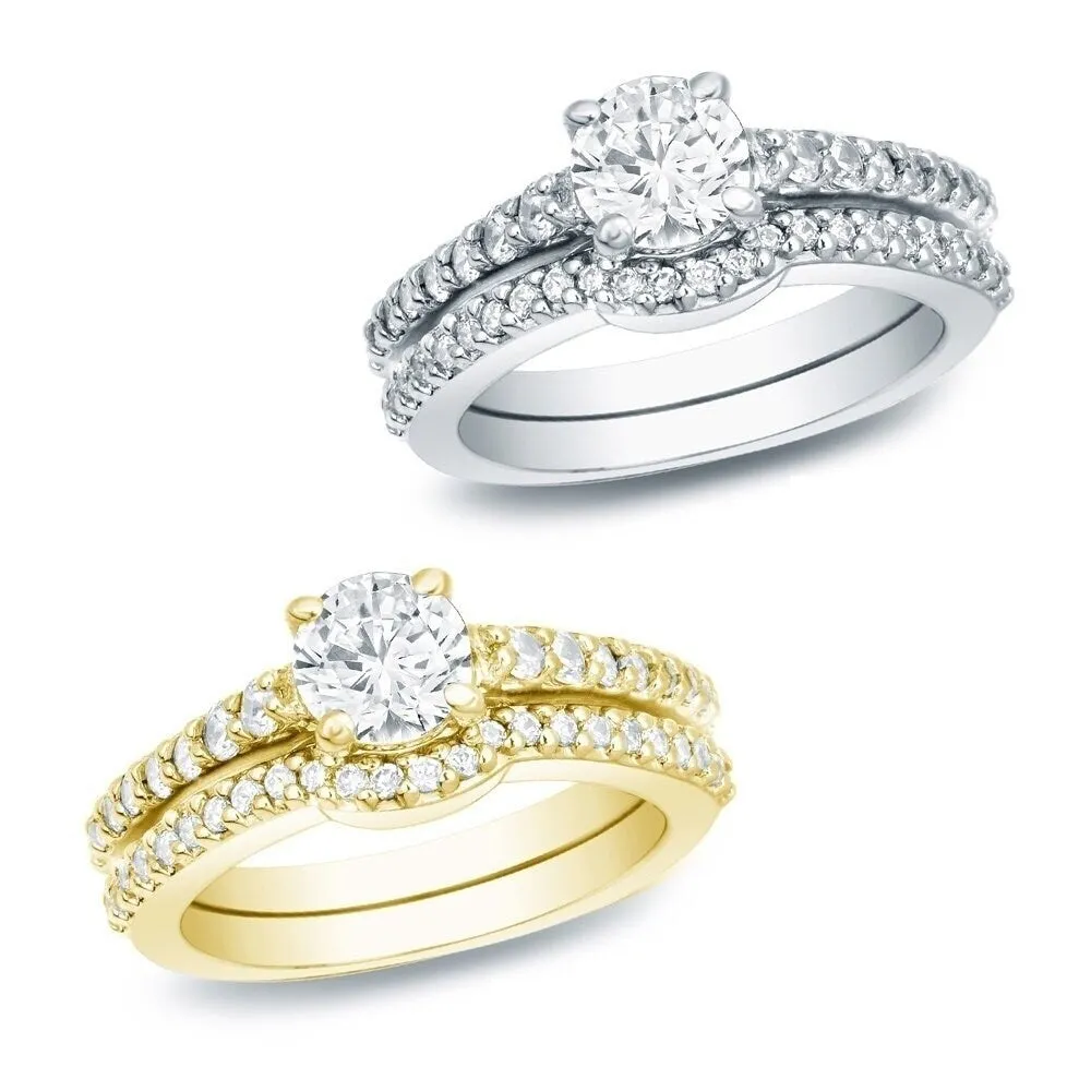 Auriya 14k Gold 1ctw Round Diamond Engagement Ring Set sold by Zulily product image thumbnail 3