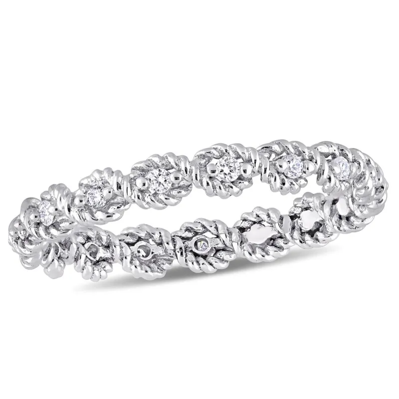 Miadora Signature Collection 10k White Gold 1/6ct TDW Diamond Infinity Eternity Band sold by Zulily