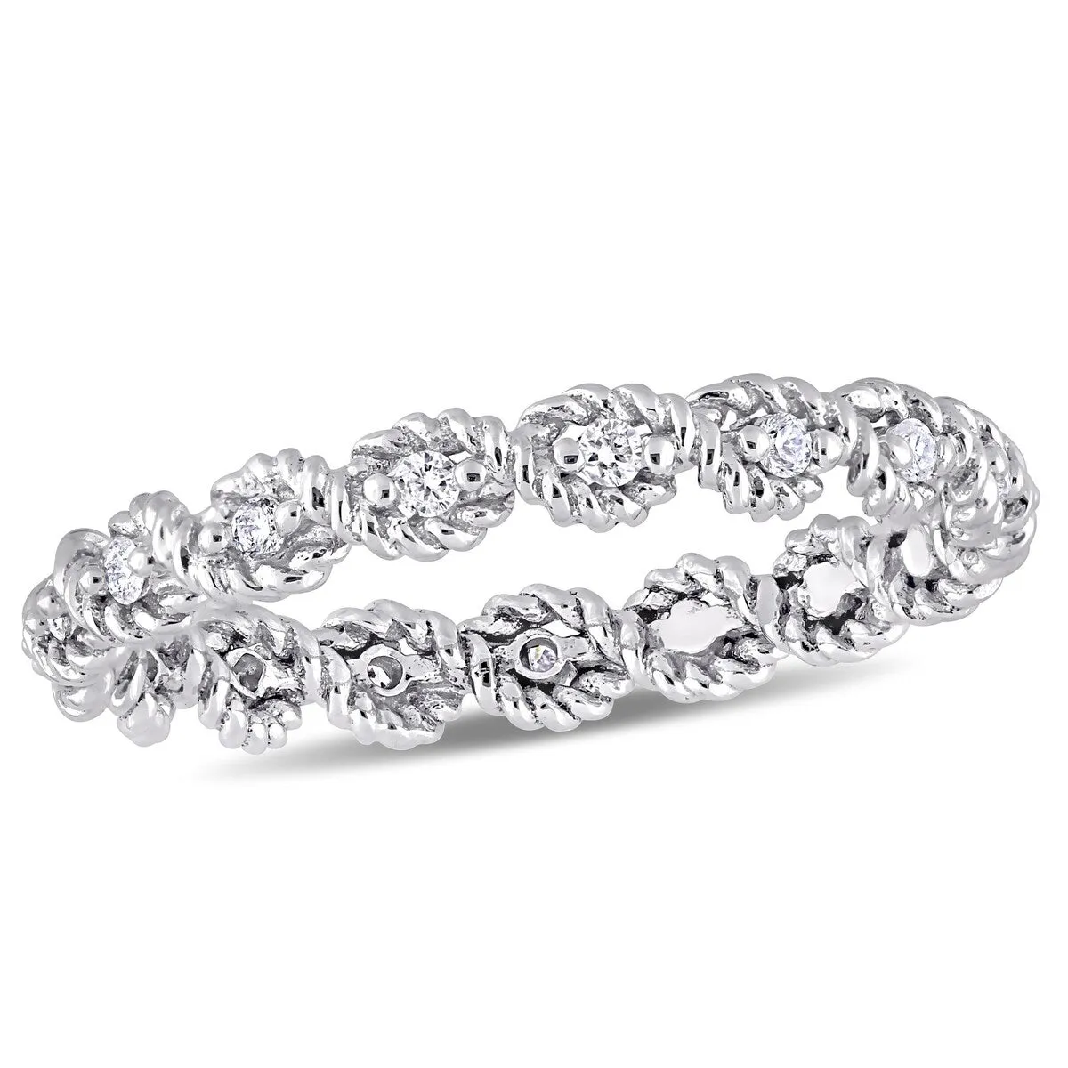 Miadora Signature Collection 10k White Gold 1/6ct TDW Diamond Infinity Eternity Band sold by Zulily