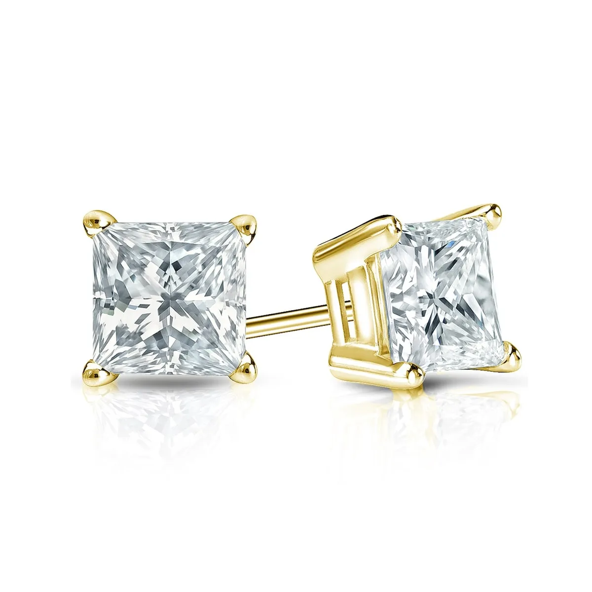 Auriya 14-karat Gold Lab Grown 1.25 carat TDW Princess Diamond Stud Earrings 4-Prong Basket Push-back sold by Zulily product image thumbnail 3