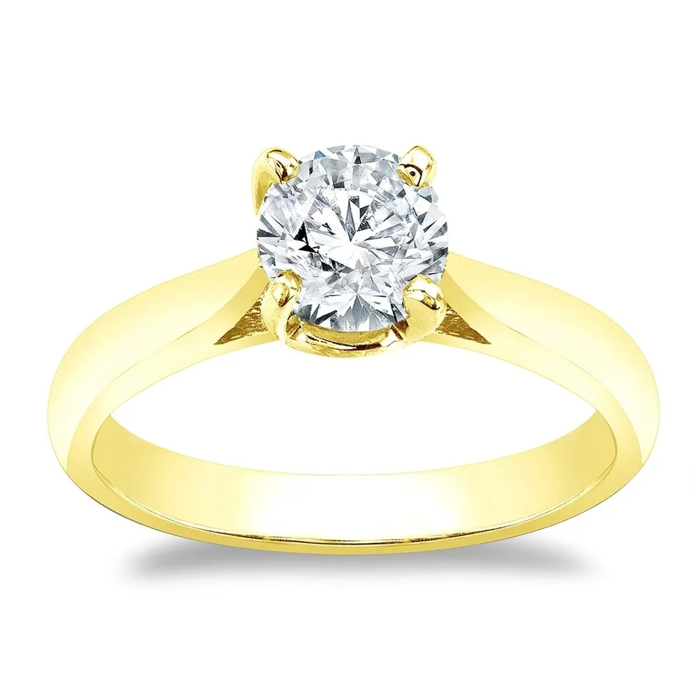 Auriya 14k Gold Brilliant Round 3 carat Moissanite Solitaire Engagement Ring sold by Zulily product image thumbnail 2