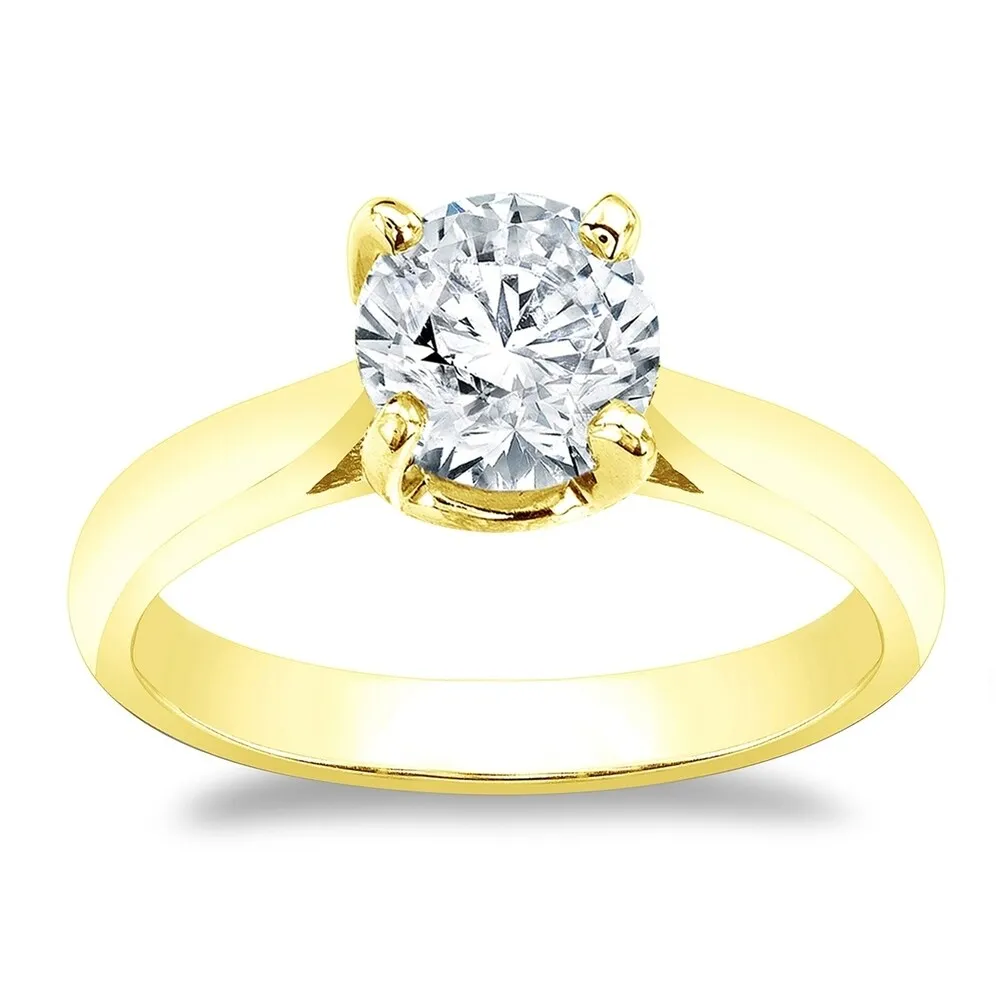 Auriya 14k Gold Brilliant Round 3 carat Moissanite Solitaire Engagement Ring sold by Zulily product image thumbnail 4