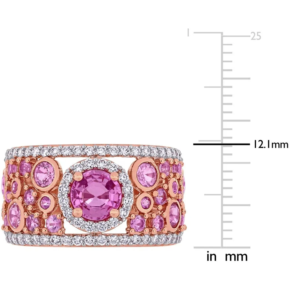 Miadora 14k Rose Gold Pink Sapphire and 1/2ct TDW Diamond Cluster Band Ring sold by Zulily product image thumbnail 4