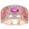 Miadora 14k Rose Gold Pink Sapphire and 1/2ct TDW Diamond Cluster Band Ring sold by Zulily