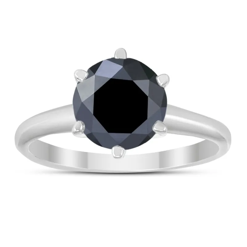 2 Carat Round Black Diamond Solitaire Ring in 14K White Gold sold by Zulily