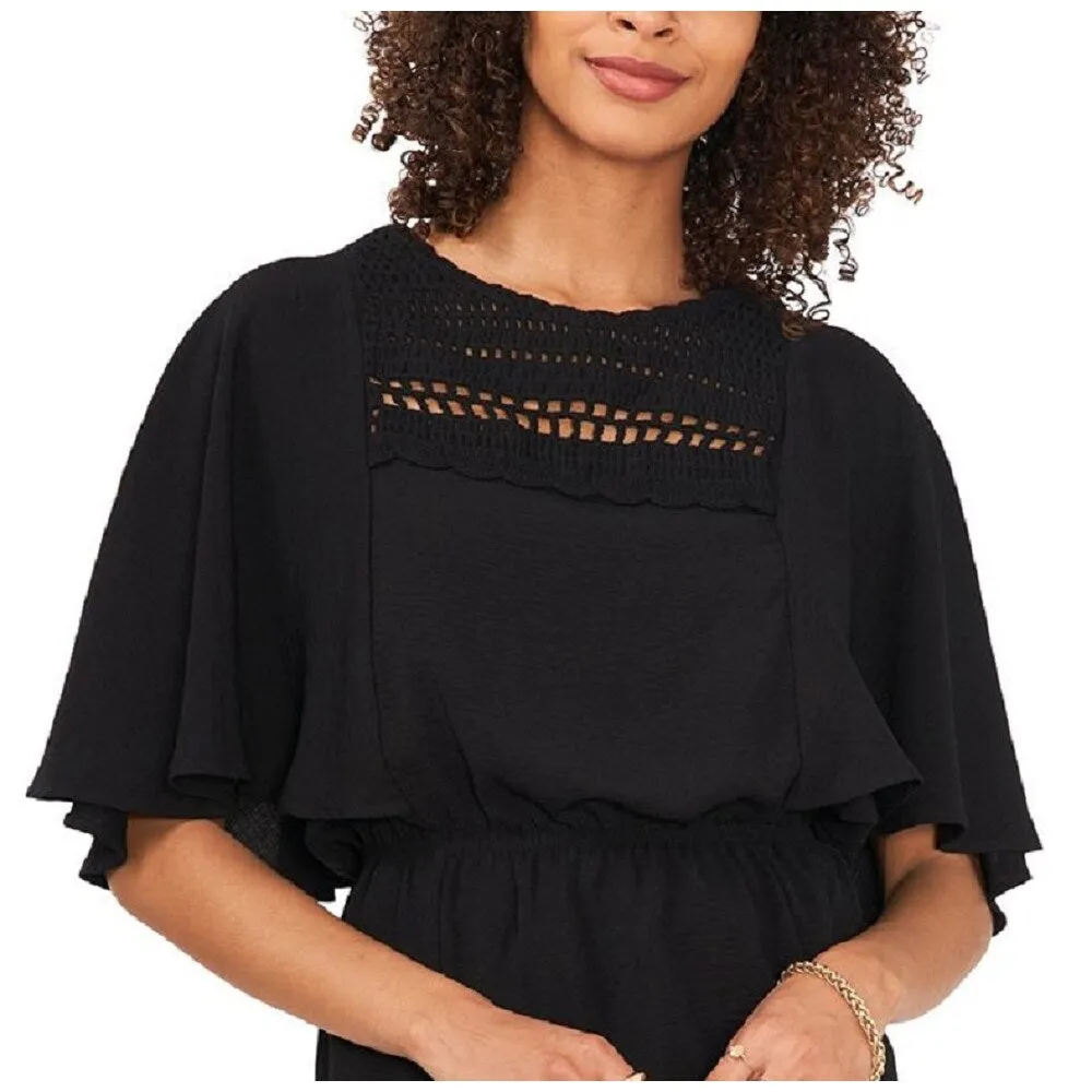 Vince Camuto Women's Crochet Yoke Peplum Blouse Black Size X-Small sold by Zulily product image thumbnail 2