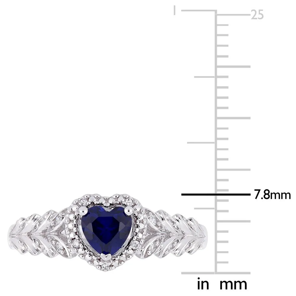 Miadora 10k White Gold Created Blue Sapphire and Diamond Heart Halo Ring sold by Zulily product image thumbnail 4