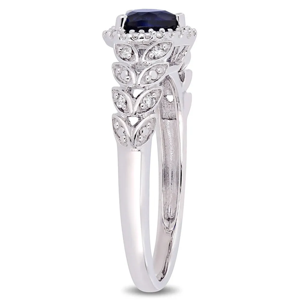 Miadora 10k White Gold Created Blue Sapphire and Diamond Heart Halo Ring sold by Zulily product image thumbnail 3