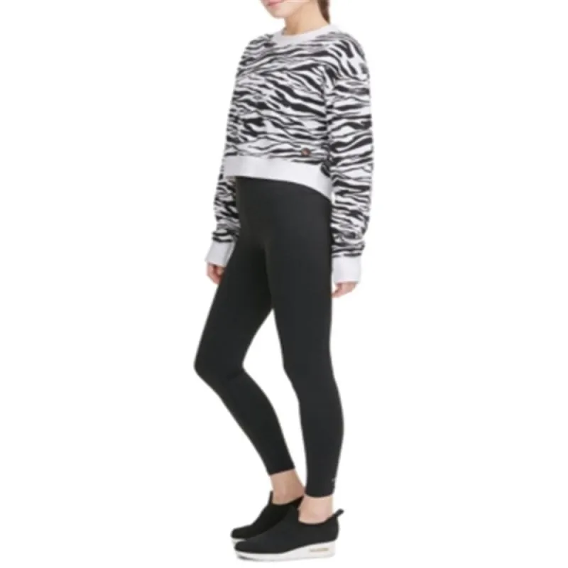 DKNY Women's Zebra Print Long Sleeve Cropped T-Shirt White Size Large sold by Zulily