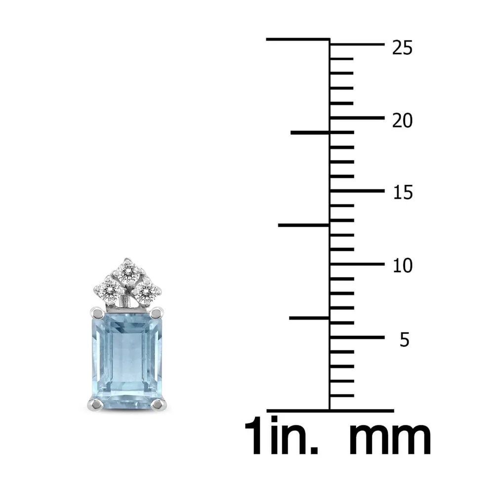 14K White Gold 5x3MM Emerald Shaped Aquamarine and Diamond Earrings sold by Zulily product image thumbnail 2