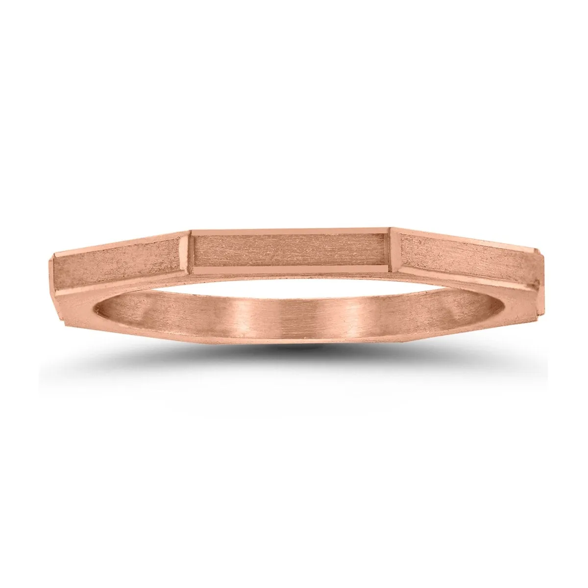 Eight Sided Thin 1.5MM Matte Finish Wedding Band in 14K Rose Gold sold by Zulily