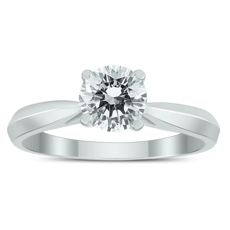 AGS Certified 1 Carat TW Diamond Solitaire Ring with Side Diamond Accents in 14K White Gold made by Zulily