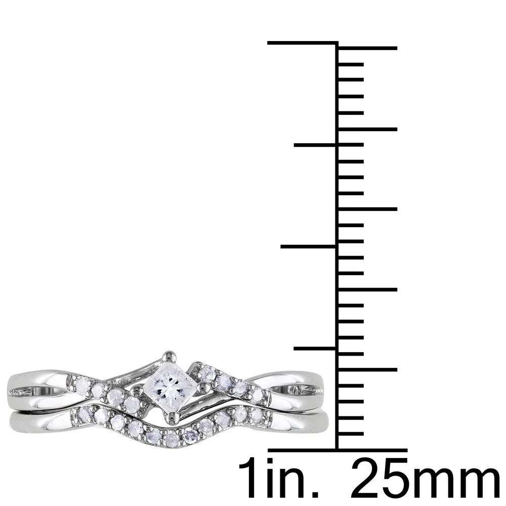 Miadora Sterling Silver 1/5ct TDW Diamond Bridal Ring Set sold by Zulily product image thumbnail 3