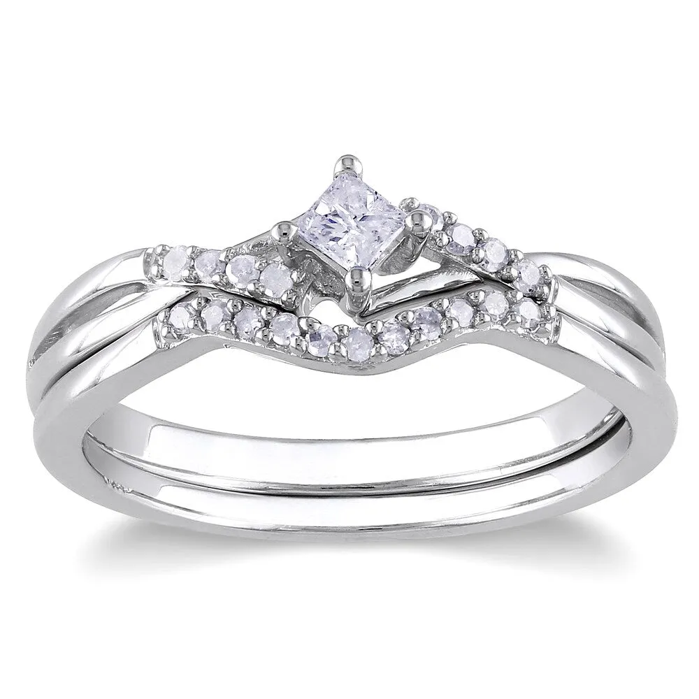 Miadora Sterling Silver 1/5ct TDW Diamond Bridal Ring Set sold by Zulily