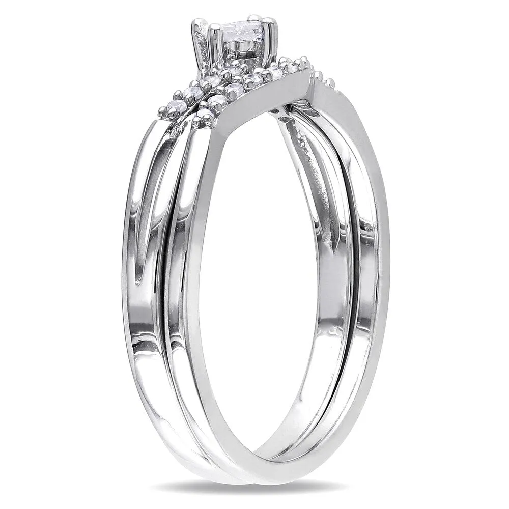 Miadora Sterling Silver 1/5ct TDW Diamond Bridal Ring Set sold by Zulily product image thumbnail 2